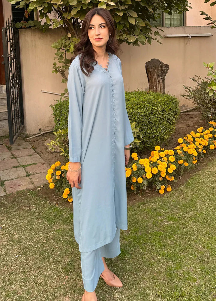 Zenyre Pret Solid Crepe 2 Piece Suit Sky Bloom