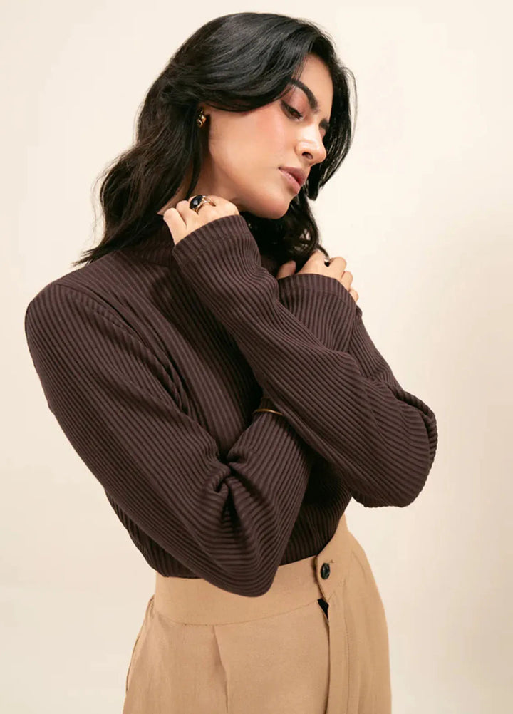 Zenyre Pret Western Ribbed 1 Piece Two Toned Mock Neck Top