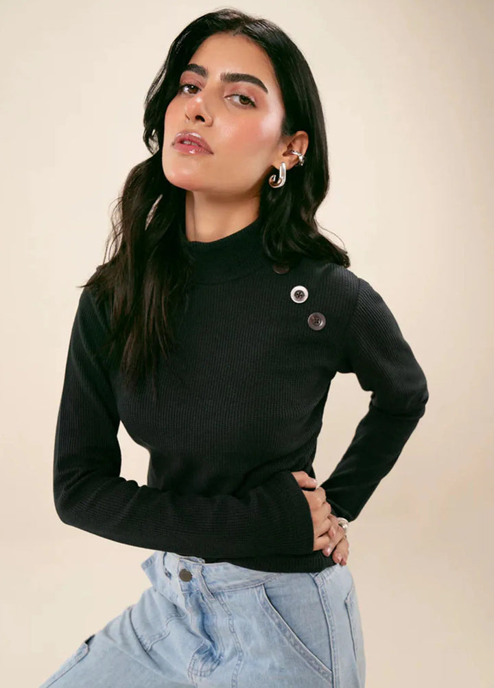 Zenyre Pret Western Waffle 1 Piece Waffle Textured Mock Neck Top