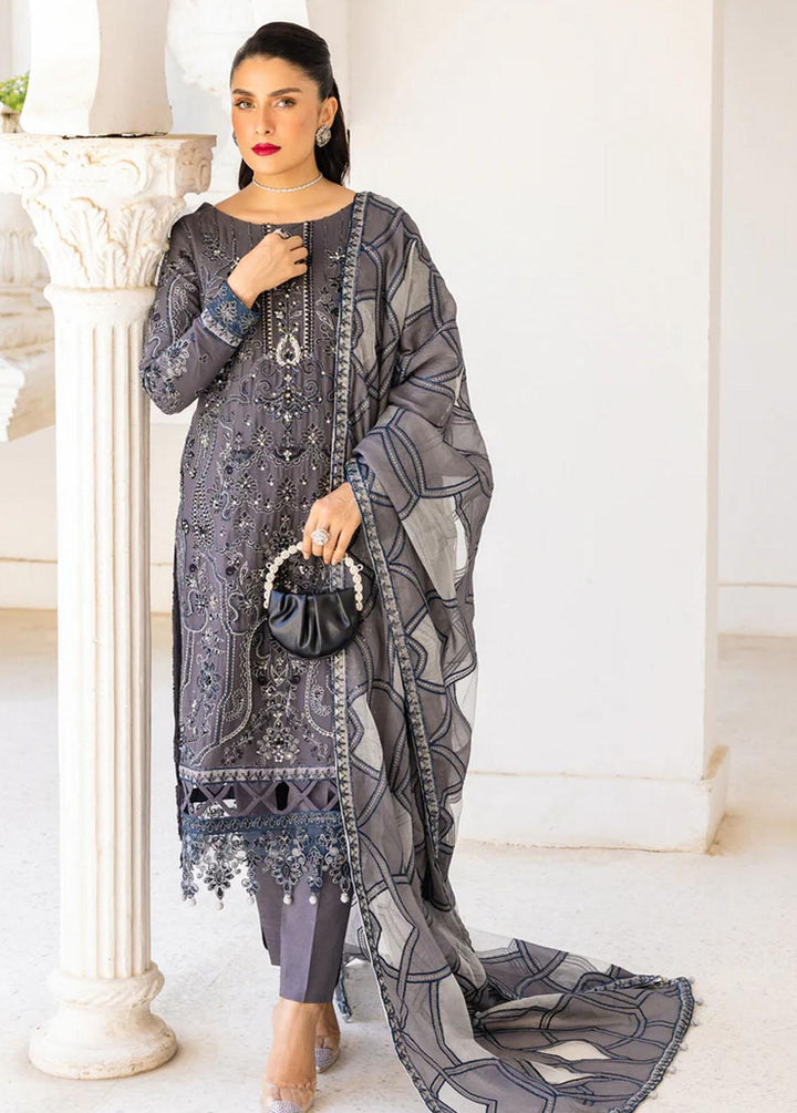 Zimal By Emaan Adeel Embroidered Chiffon Suits Unstitched 3 Piece EA23Z ZM-08 Zeba - Luxury Collection
