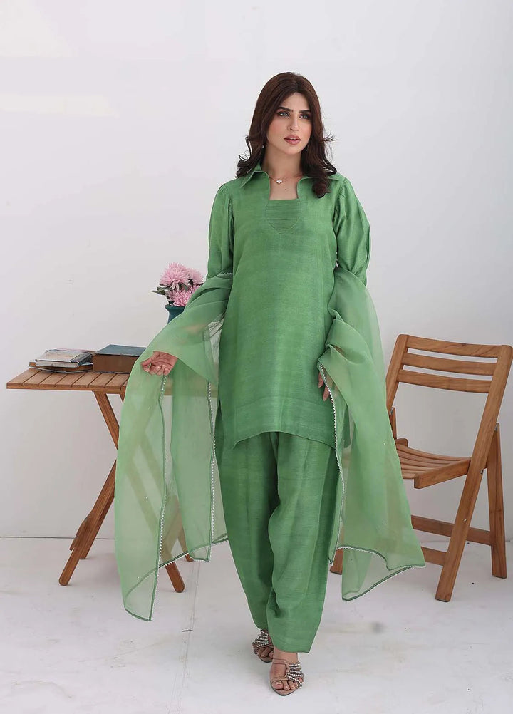 Ziphyer Pret Korean Silk 3 Piece Suit kiwi