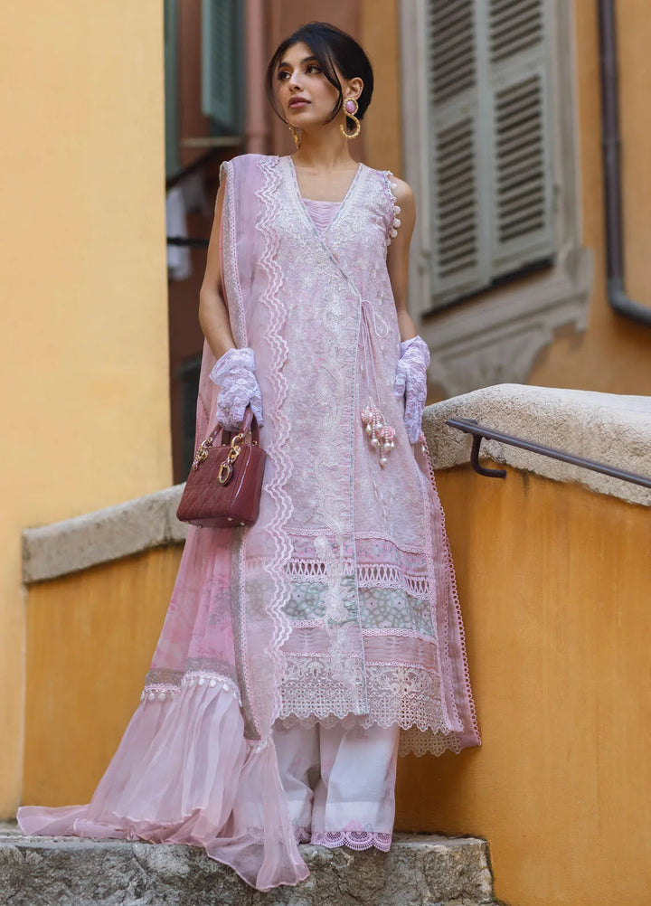 Zoha by Ansab Jahangir Embroidered Lawn Suit Unstitched 3 Piece ANJ25Z D-01 Pearl Pink - Summer Collection