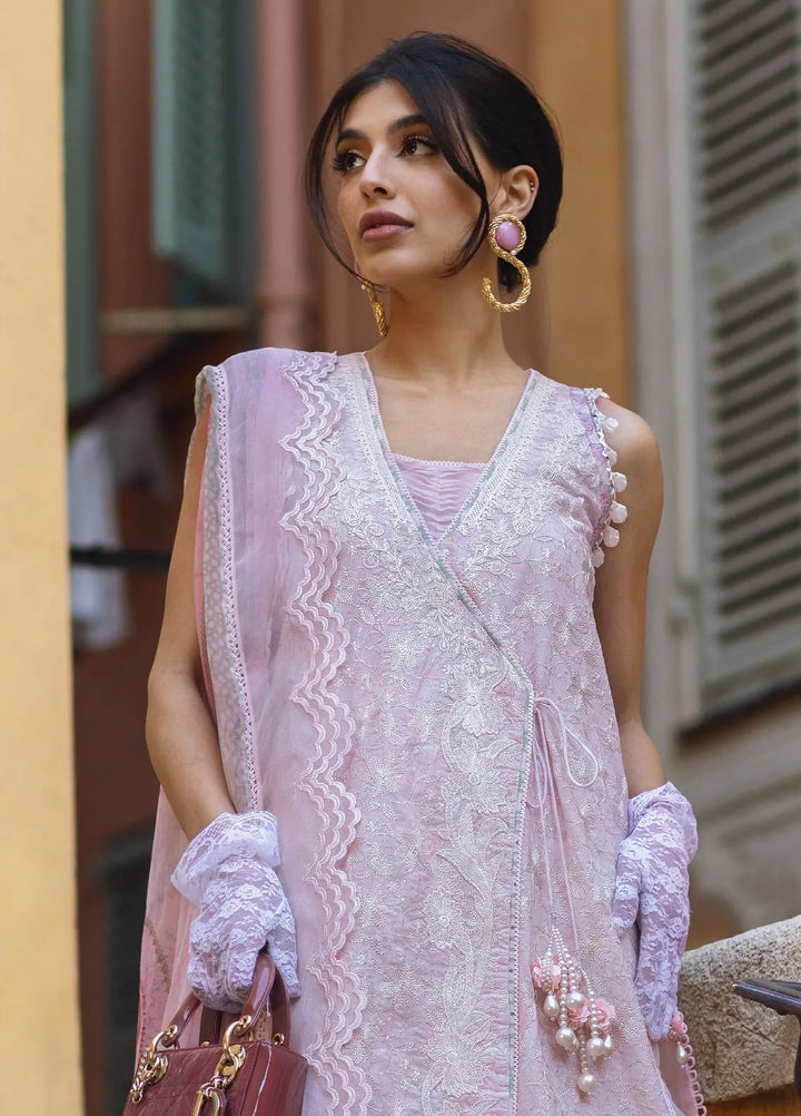 Zoha by Ansab Jahangir Embroidered Lawn Suit Unstitched 3 Piece ANJ25Z D-01 Pearl Pink - Summer Collection