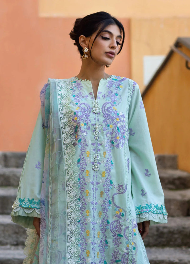 Zoha by Ansab Jahangir Embroidered Lawn Suit Unstitched 3 Piece ANJ25Z D-02 Misty Jade - Summer Collection