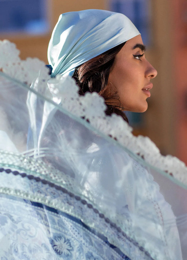 Zoha by Ansab Jahangir Embroidered Lawn Suit Unstitched 3 Piece ANJ25Z D-04 Blue Bell - Summer Collection