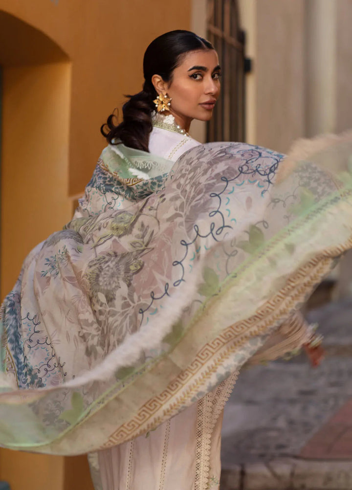 Zoha by Ansab Jahangir Embroidered Lawn Suit Unstitched 3 Piece ANJ25Z D-07 Babys Breath - Summer Collection