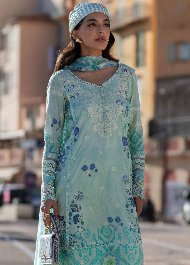 Zoha by Ansab Jahangir Embroidered Lawn Suit Unstitched 3 Piece ANJ25Z D-10 Ice Crystal - Summer Collection