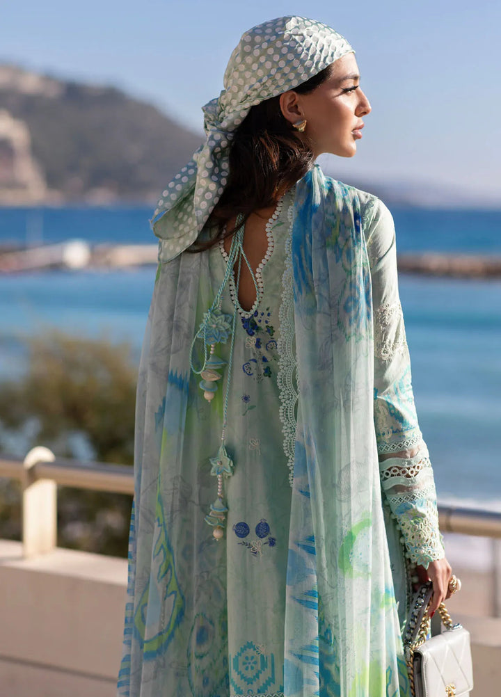 Zoha by Ansab Jahangir Embroidered Lawn Suit Unstitched 3 Piece ANJ25Z D-10 Ice Crystal - Summer Collection