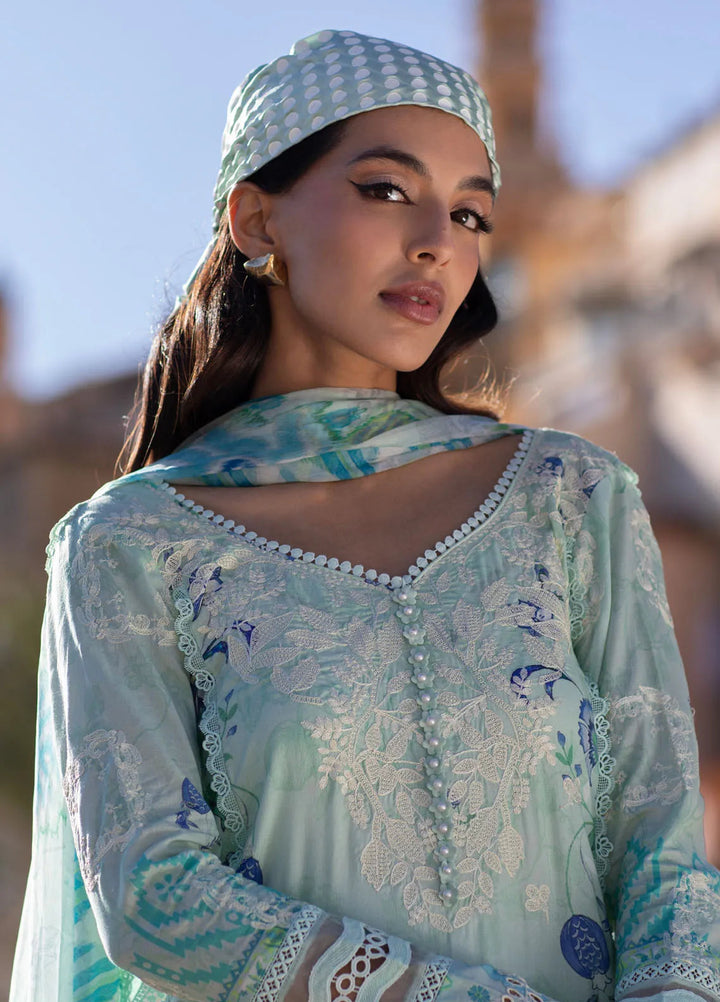 Zoha by Ansab Jahangir Embroidered Lawn Suit Unstitched 3 Piece ANJ25Z D-10 Ice Crystal - Summer Collection