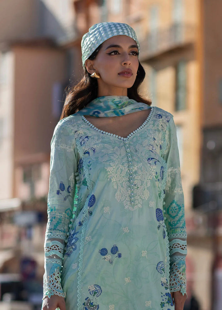 Zoha by Ansab Jahangir Embroidered Lawn Suit Unstitched 3 Piece ANJ25Z D-10 Ice Crystal - Summer Collection