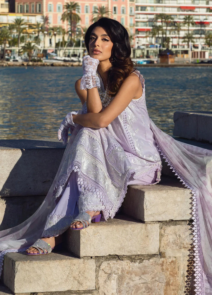 Zoha by Ansab Jahangir Embroidered Lawn Suit Unstitched 3 Piece ANJ25Z D-12 French Lavender - Summer Collection