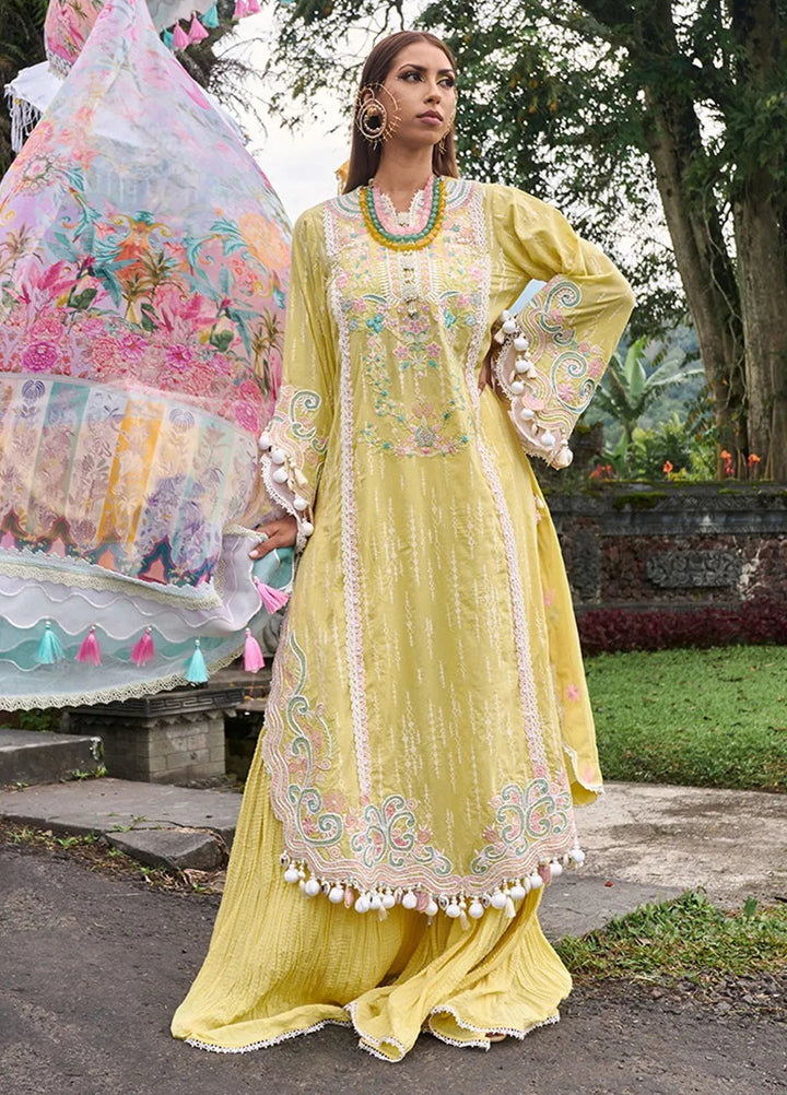 Zoha by Ansab Jahangir Embroidered Lawn Unstitched Suits 3 Piece ANJ24Z D-06 Marigold - Luxury Collection