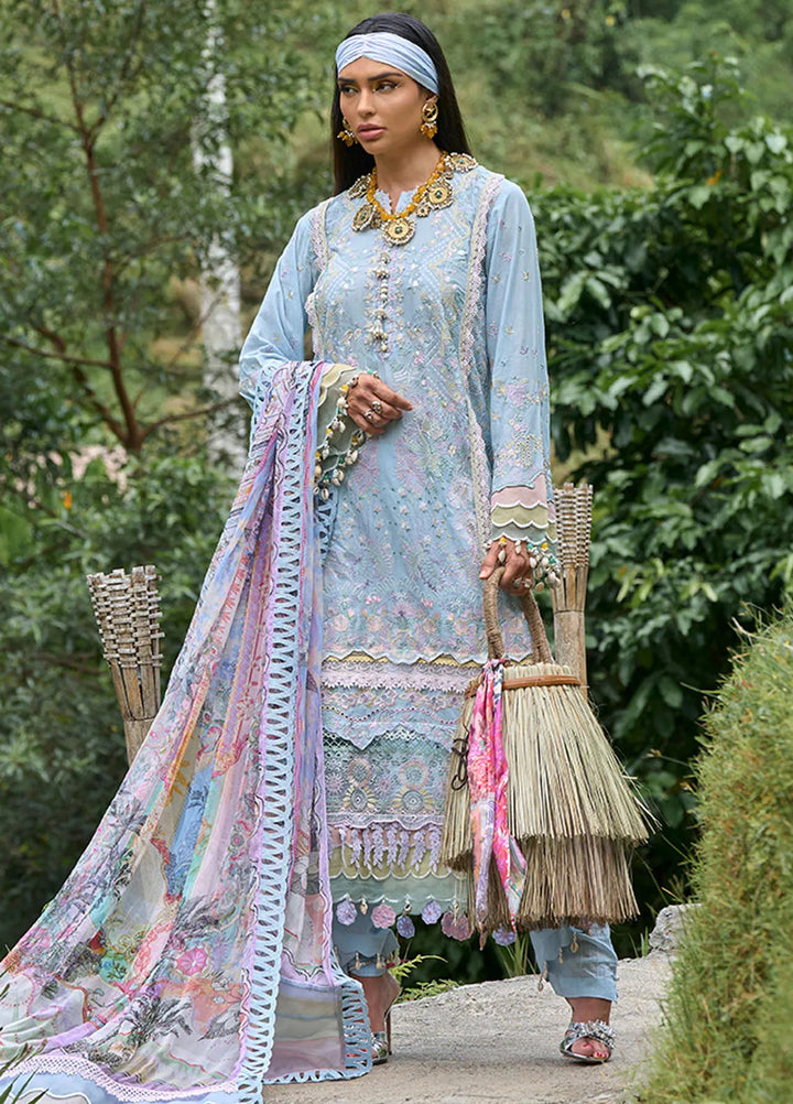 Zoha by Ansab Jahangir Embroidered Lawn Unstitched Suits 3 Piece ANJ24Z D-10 Heliconia - Luxury Collection