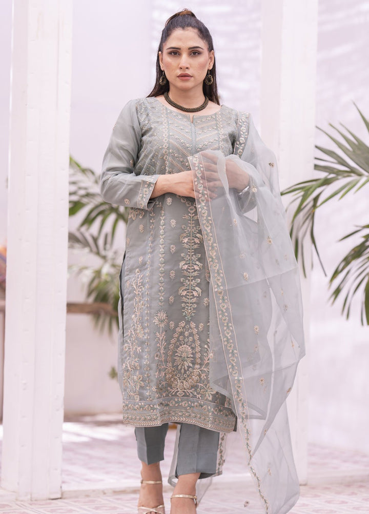 Zohan Ateeq Pret Embroidered Organza 3 Piece Suit Ayeza Ice Blue