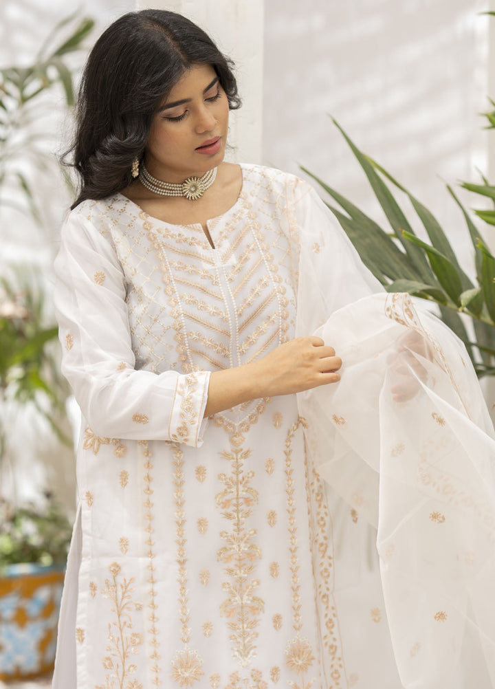 Zohan Ateeq Pret Embroidered Organza 3 Piece Suit Ayeza White