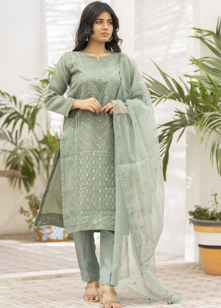 Zohan Ateeq Pret Embroidered Organza 3 Piece Suit Zunaira Pastel Green