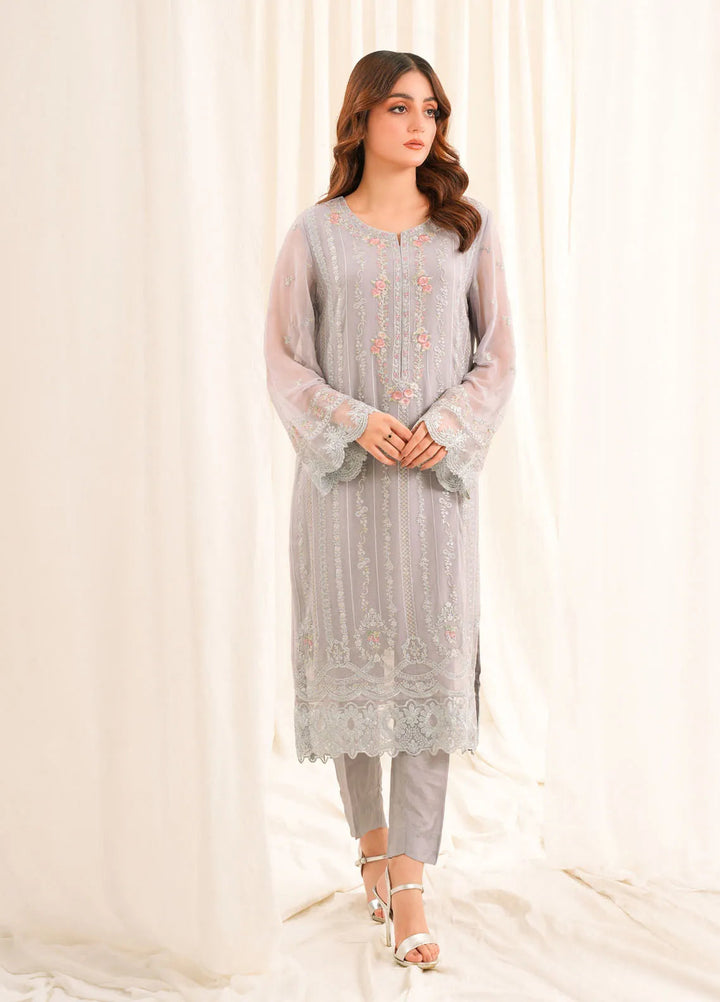 Zouj Embroidered Chiffon Suit Unstitched 3 Piece ZJ24 ZJ-CH-02 - Formal Collection