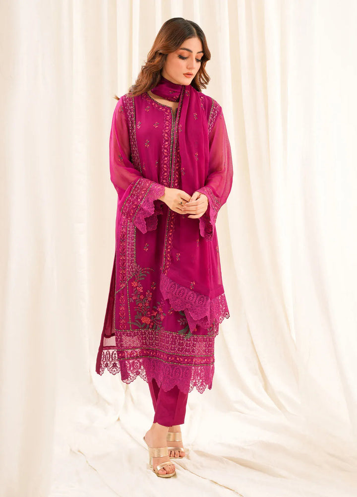 Zouj Embroidered Chiffon Suit Unstitched 3 Piece ZJ24 ZJ-CH-07 - Formal Collection