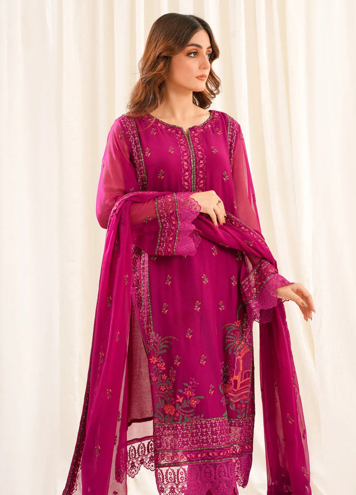 Zouj Embroidered Chiffon Suit Unstitched 3 Piece ZJ24 ZJ-CH-07 - Formal Collection