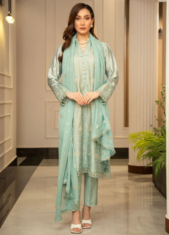 Zouj Embroidered Silk Suits Unstitched 3 Piece ZJ24LS ZSS-05 Starlit Azure - Fall Collection