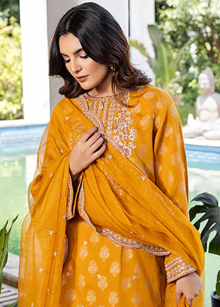Zuri Pret Embroidered Cotton Silk 3 Piece Suit Sorita ZP-06 Mustard