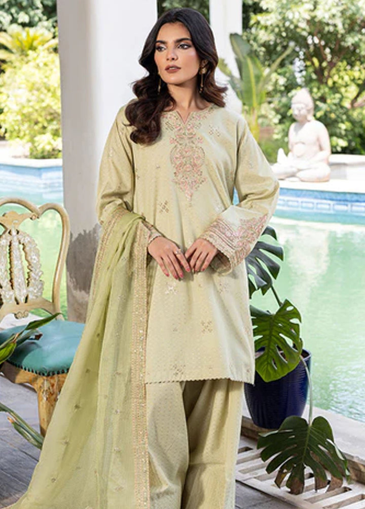 Zuri Pret Embroidered Jacquard 3 Piece Suit Cyrah ZP-01 Pistachio