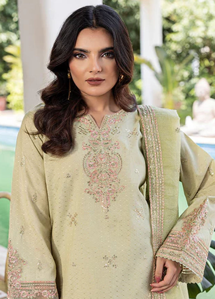 Zuri Pret Embroidered Jacquard 3 Piece Suit Cyrah ZP-01 Pistachio