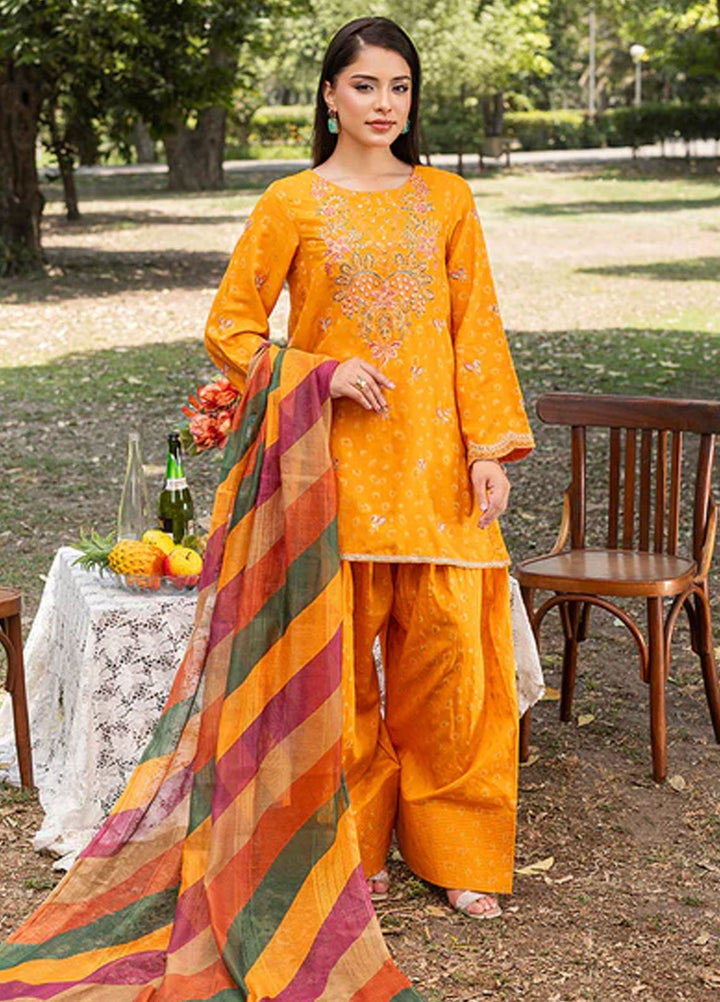 Zuri Pret Embroidered Jacquard 3 Piece Suit Kashaf ZP-09 Tangerine