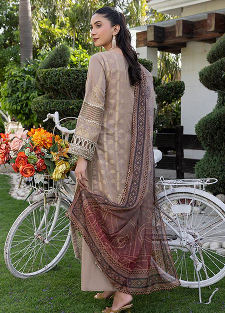Zuri Pret Embroidered Lawn 3 Piece Suit Nureh JK-17 Mocha Brown
