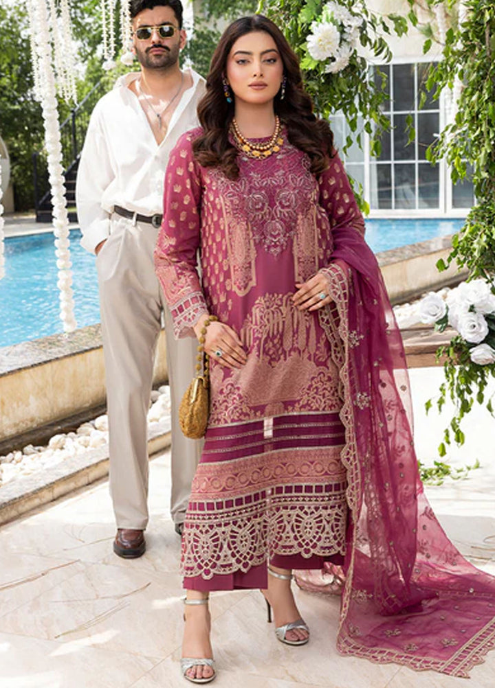 Zuri Pret Embroidered Lawn 3 Piece Suit Saanvi JK-18 Mauve