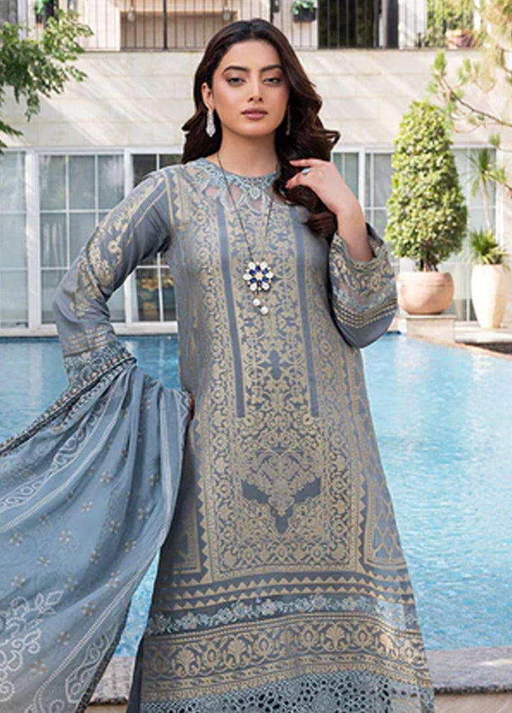 Zuri Pret Embroidered Lawn 3 Piece Suit Safinaz JK-19 Grey
