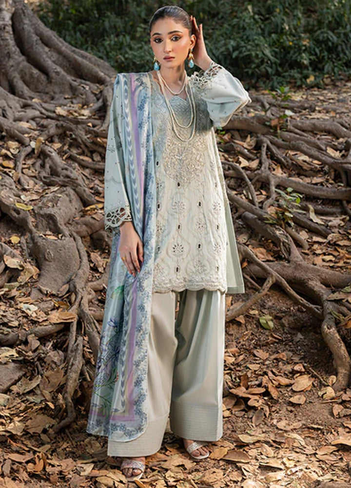 Zuri Pret Embroidered Lawn Silk 3 Piece Suit Dilara UN-106 Aqua