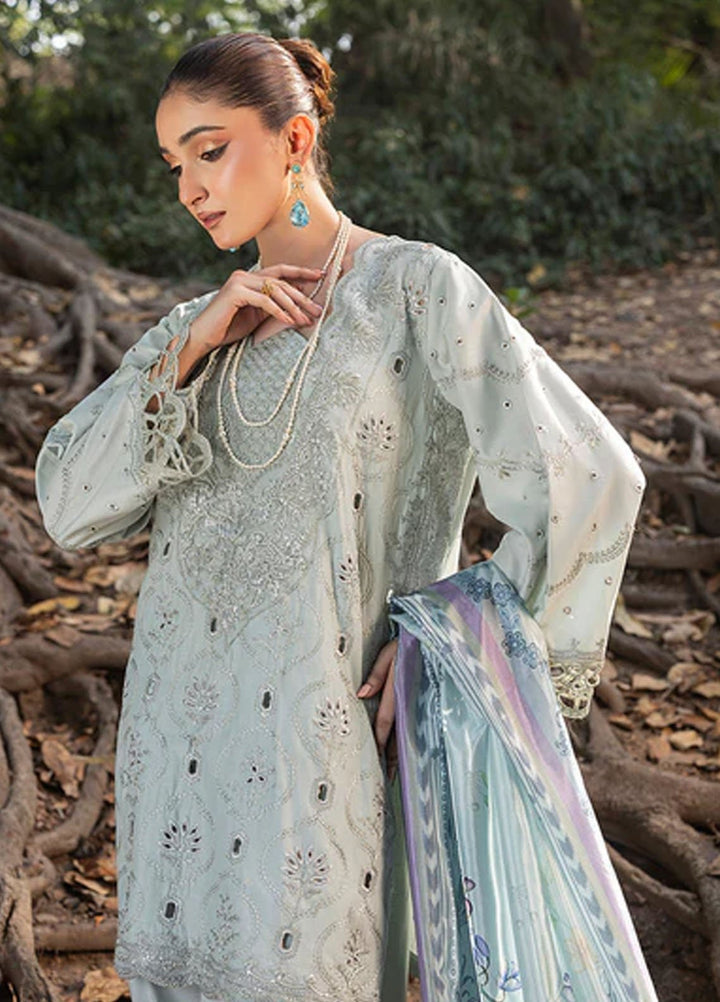 Zuri Pret Embroidered Lawn Silk 3 Piece Suit Dilara UN-106 Aqua