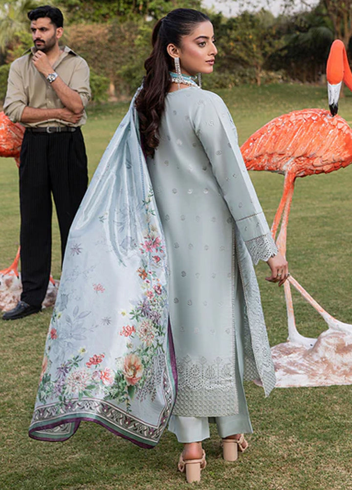 Zuri Pret Embroiered Cotton 3 Piece Suit Afshan AK-5056 Grey