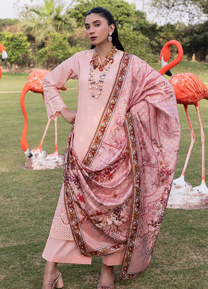 Zuri Pret Embroiered Cotton 3 Piece Suit Afshan AK-5056 Tea Pink