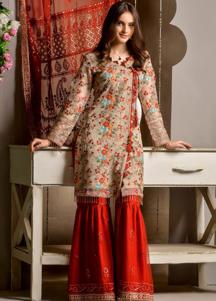 Zurr Signature by AB Textiles  Embroidered Chiffon Suits Unstitched 3 Piece AB21SC ZSLC-03 - Festive Collection