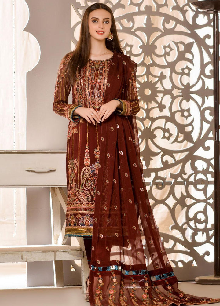 Zurr Signature by AB Textiles  Embroidered Chiffon Suits Unstitched 3 Piece AB21SC ZSLC-06 - Festive Collection