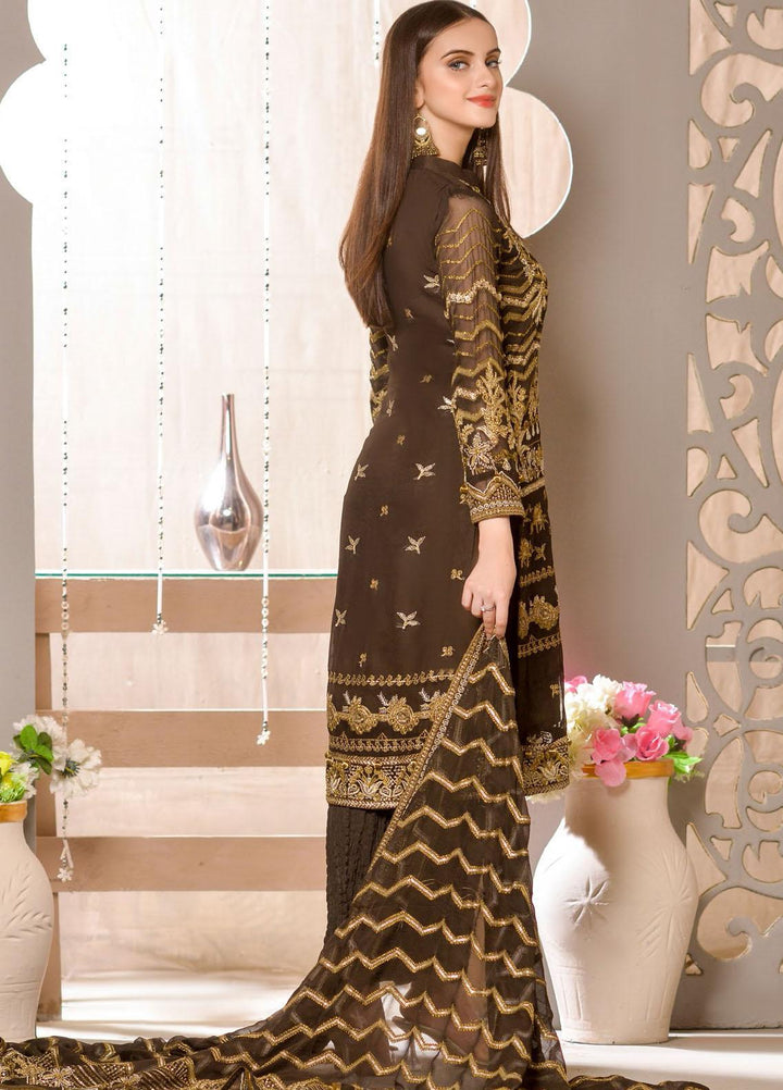 Zurr Signature by AB Textiles  Embroidered Chiffon Suits Unstitched 3 Piece AB21SC ZSLC-07 - Festive Collection