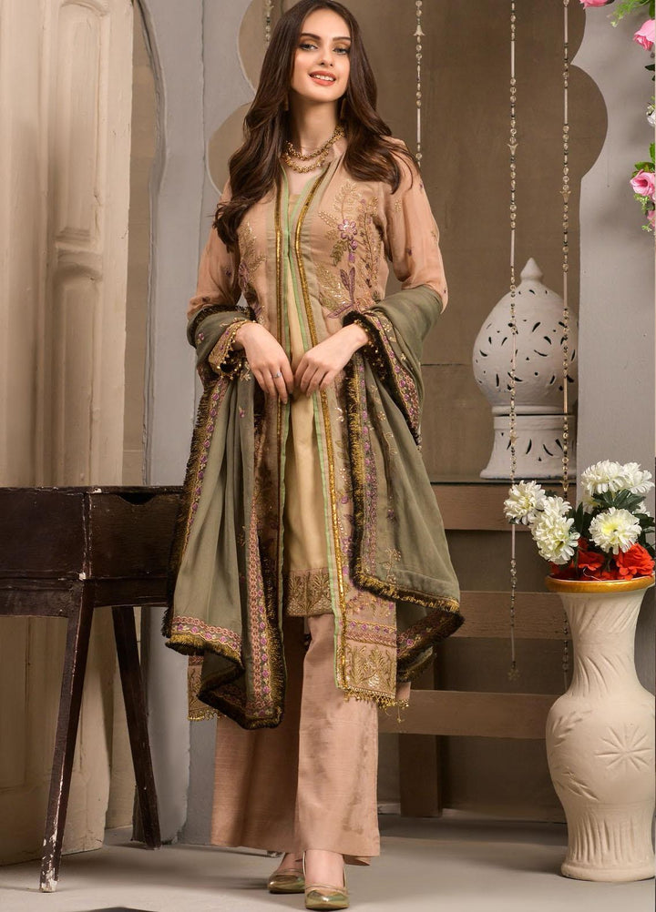 Zurr Signature by AB Textiles  Embroidered Chiffon Suits Unstitched 3 Piece AB21SC ZSLC-08 - Festive Collection