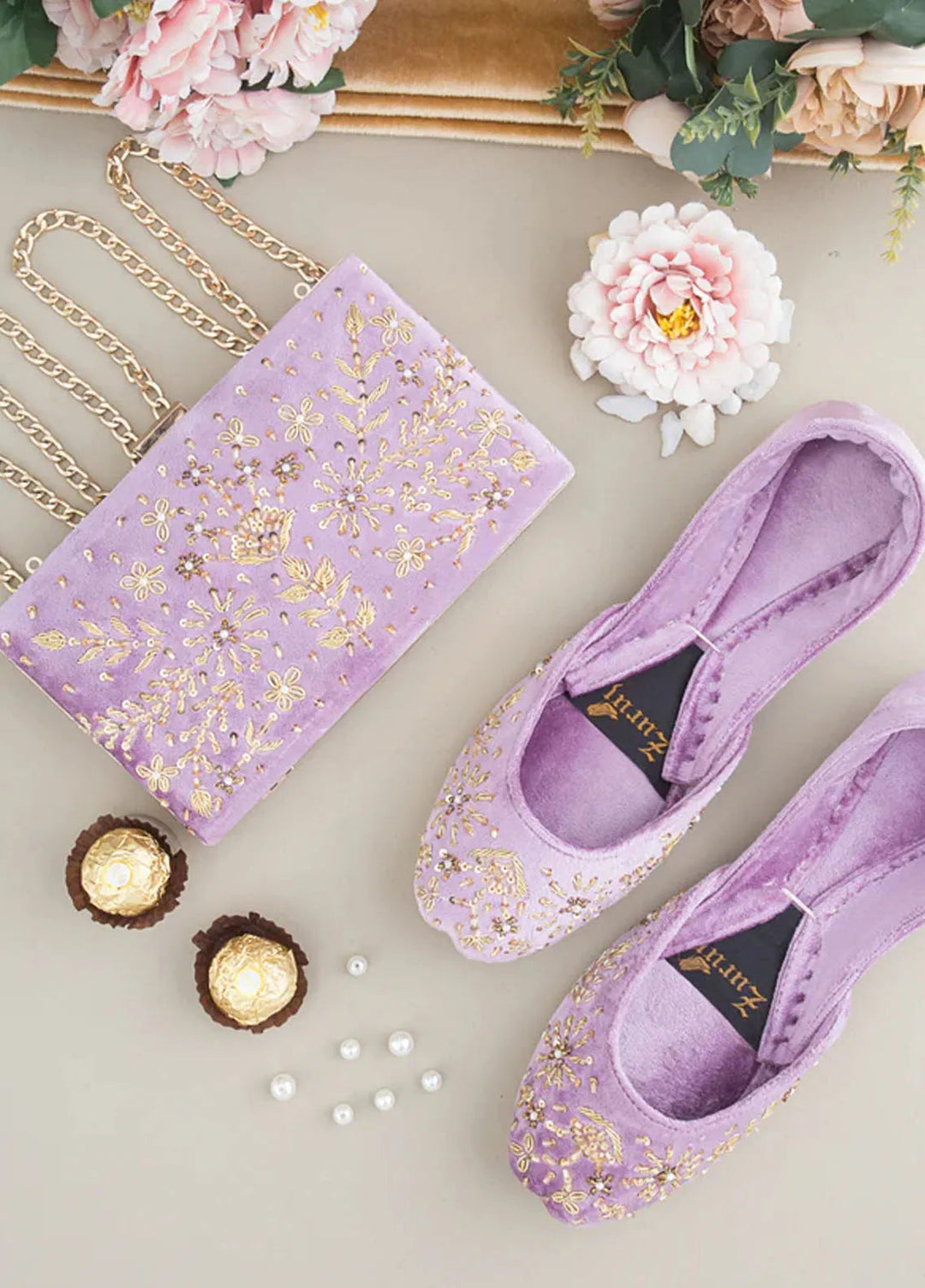 Zuruj Festive Style Clutch X Khussa CL-238-Lilac Purple