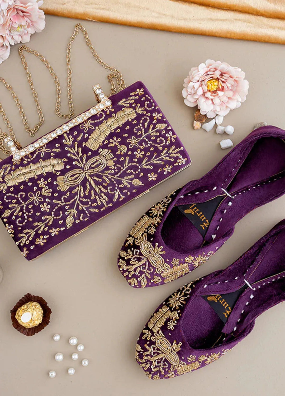 Zuruj Festive Style Clutch X Khussa CL-239-PURPLE