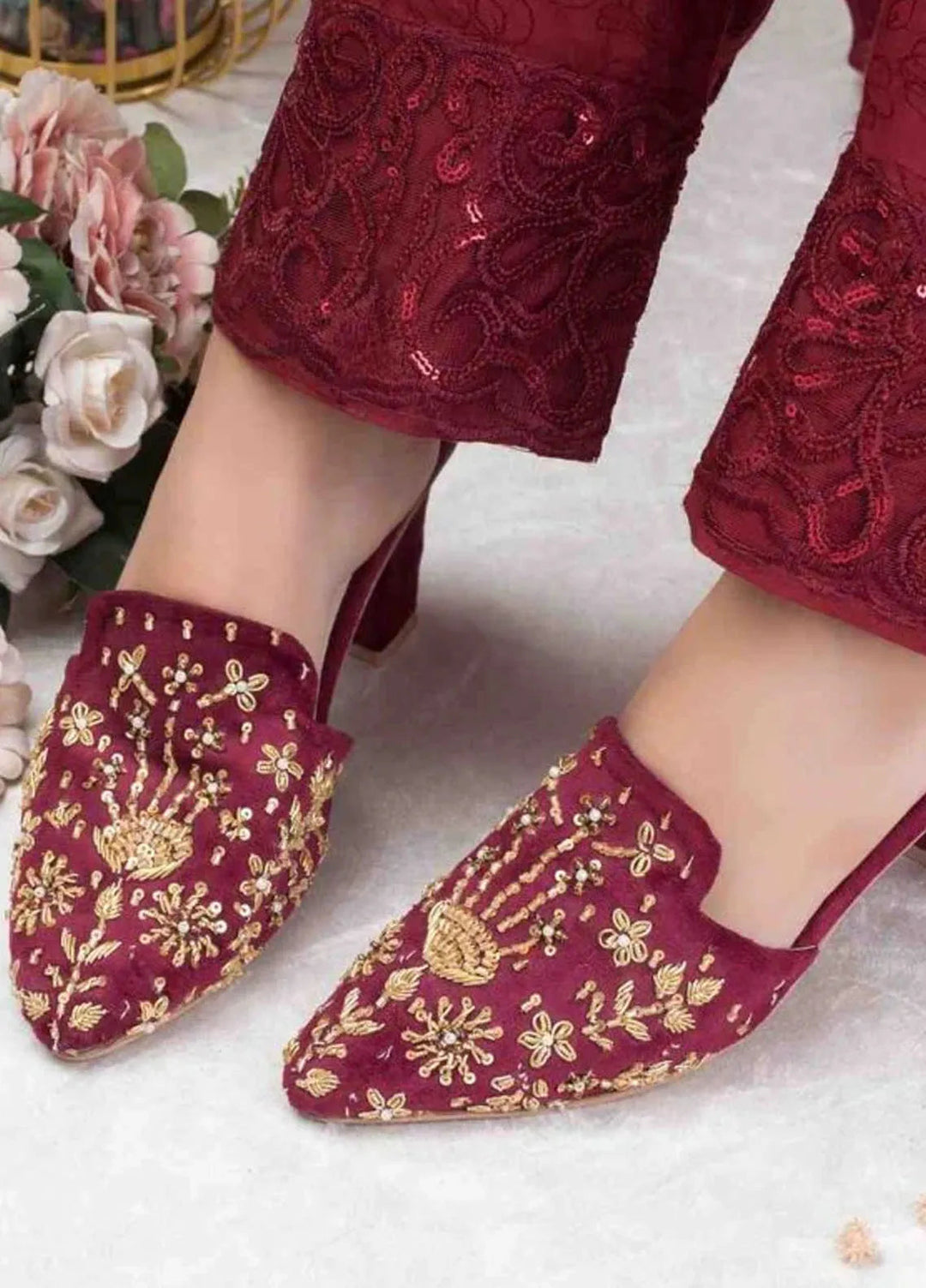 Zuruj Festive Style Heel Mules HM-238-Magenta