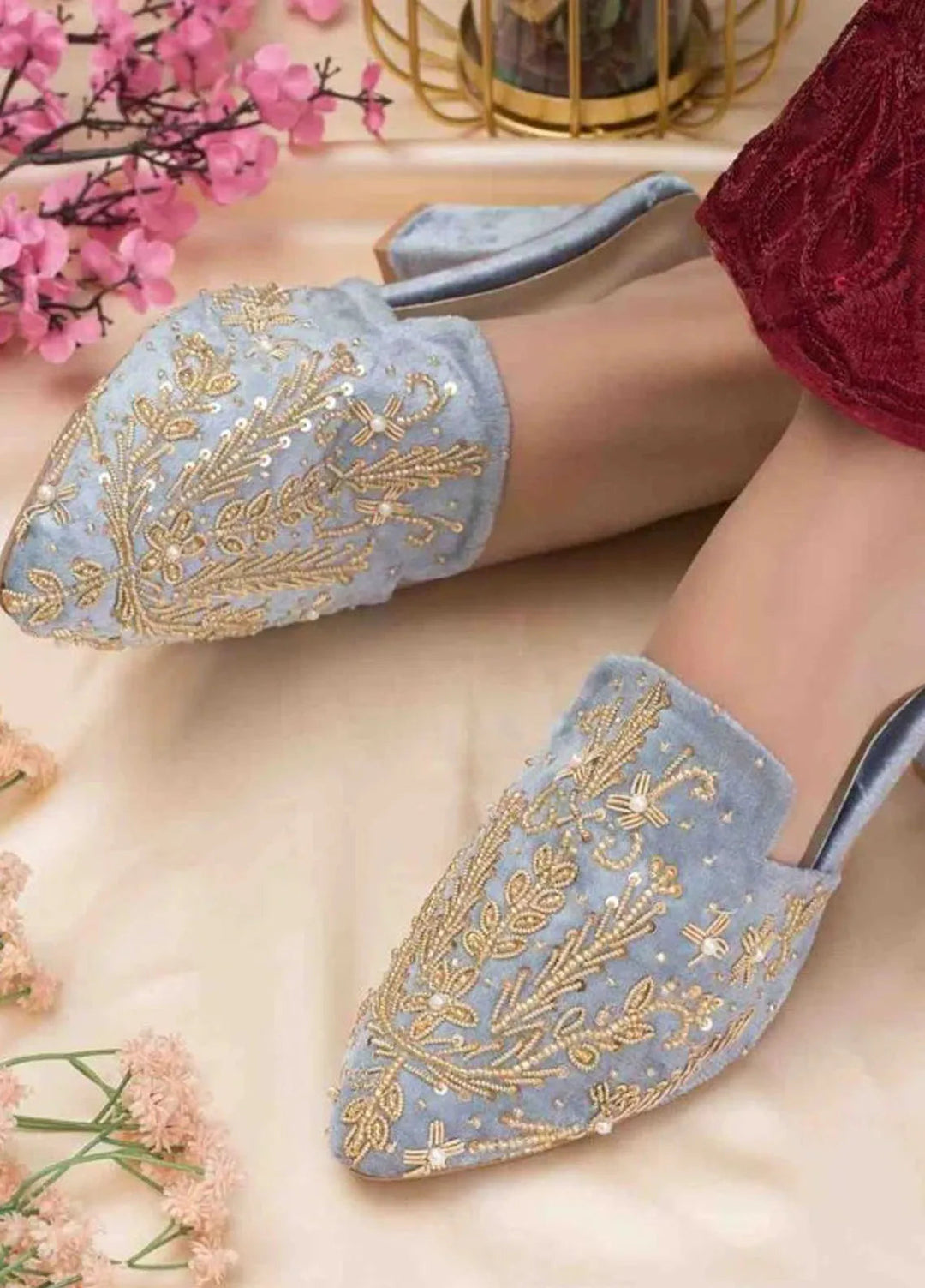 Zuruj Festive Style Heel Mules HM-240-Grey