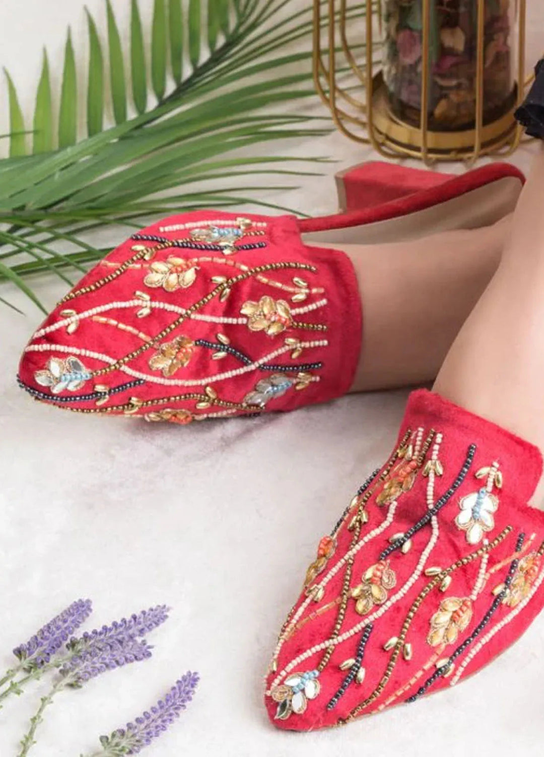 Zuruj Festive Style Heel Mules HM-257-Pink