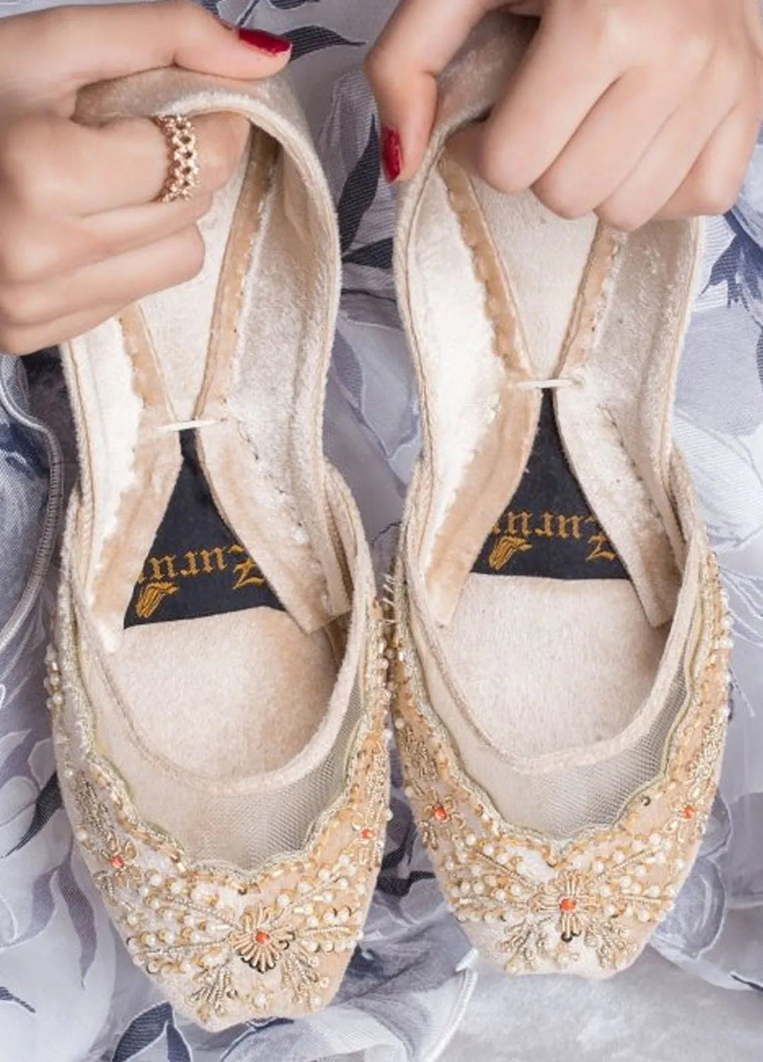 Zuruj Festive Style Khussa JK-1-cream