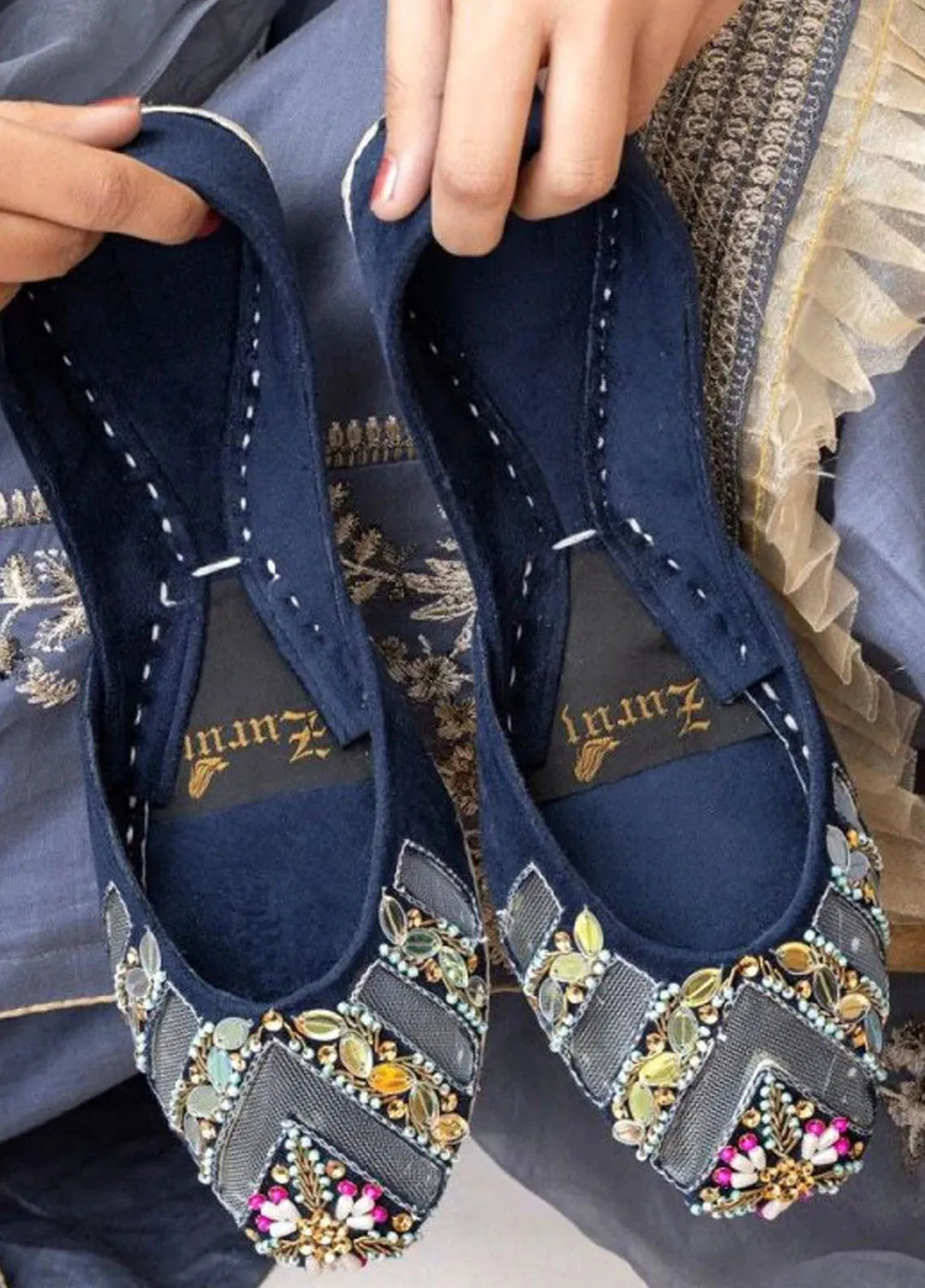 Zuruj Festive Style Khussa JK-4-NavyBlue