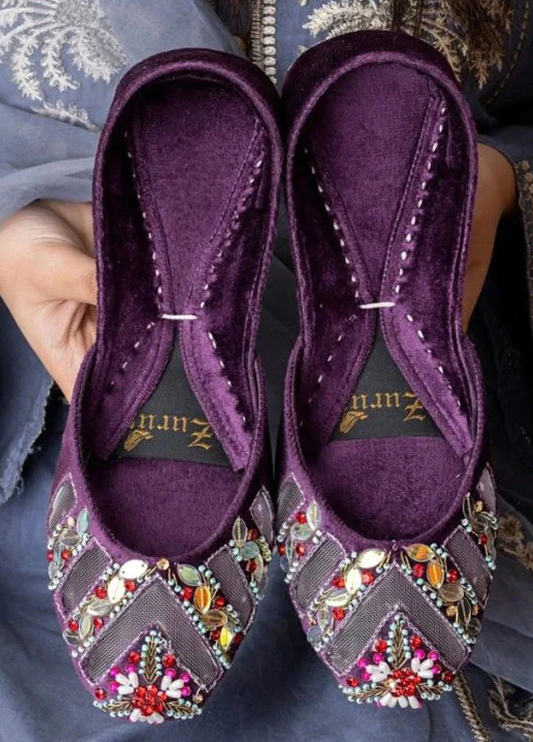Zuruj Festive Style Khussa JK-4-Purple