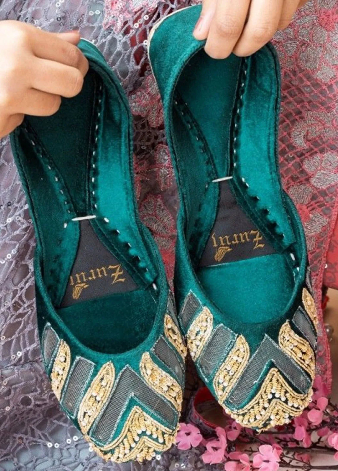 Zuruj Festive Style Khussa JK-5-Green