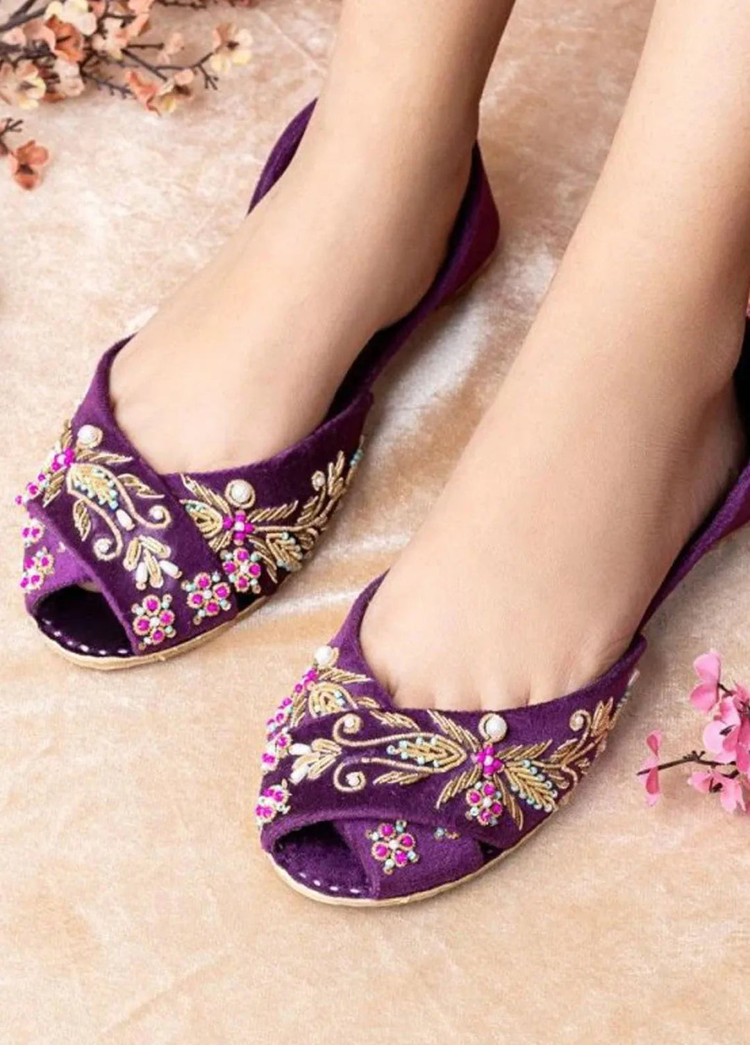 Zuruj Festive Style Khussa PE-2-Purple