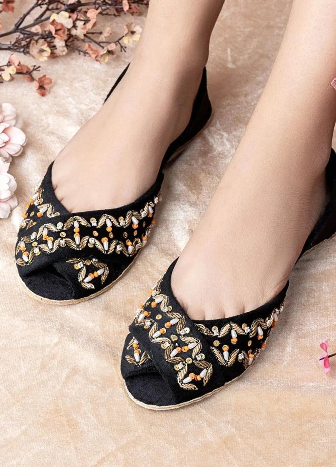 Zuruj Festive Style Khussa PE-3-Black